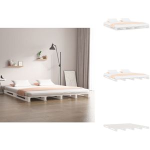 vidaXL Palletbed - Palletbedden - Bed - Slaapkamermeubel - Palletbed massief grenenhout wit 120x200 cm