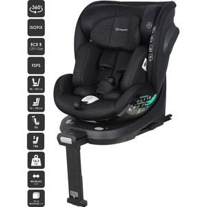 BabyGO Prime 360 autostoel - Draaibare i-Size autostoel met isoFix - voor kinderen van 40-125cm - Zwart