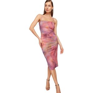 Trendyol Veelkleurige Gebreide Elegante Avondjurk Met Abstract Patroon Tprss24El00150