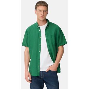 camel active Korte mouwen overhemd van linnen-katoenmix - Maat menswear-4XL - Dennengroen