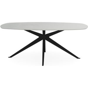 Melamine eettafel beton licht - Deens ovaal - Anna zwart - beton tafel