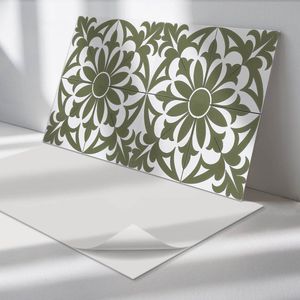 Wallfluent Vinyl Wandpaneel - Bloemenpatroon met bladeren Zelfklevend Wandpaneel - 120 cm x 60 cm - Groente PVC wandpaneel - Set van 1 - Rechthoekig Wandbekleding Vinyl - Texturen Wandpaneel - PVC Muurpaneel - Wandpaneel Keuken en Badkamer