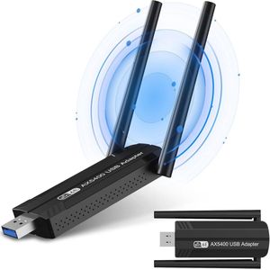 Draadloze WiFi 6E Adapter - 5400 Mbps USB Tri-Band voor Windows 11/10