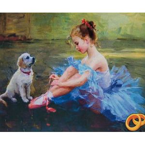 Diamond painting 40 x 50 CM canvas - 43.5 x 32.5 painting - 5D - Balletdanseres met hond