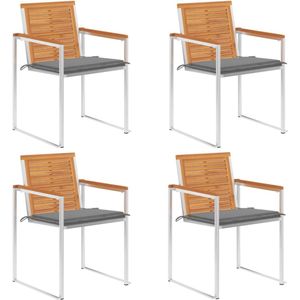 VidaXL Tuinstoelen 4 st met Kussens - Massief Acaciahout