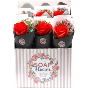 Zeep Bloemen - Large Roos - Rood - 6 Stuks - 30x12x8cm