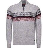 NZA - Ecru - Katoenen Half Zip Trui - Regular Fit