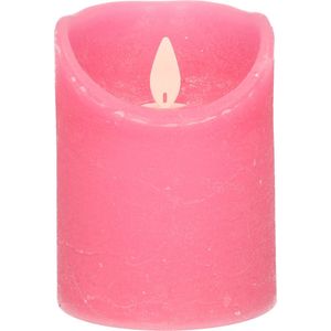 1x Fuchsia roze LED kaarsen / stompkaarsen 10 cm - Luxe kaarsen op batterijen met bewegende vlam