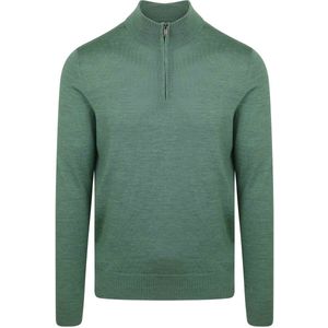 Suitable - Merino Half Zip Trui - Groen - Schipperstrui