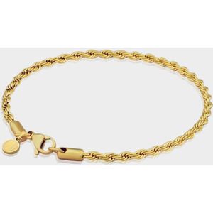 Rope Armband 3 mm - Gouden Schakelarmband - 19 cm lang - Armband Heren - Olympus Jewelry