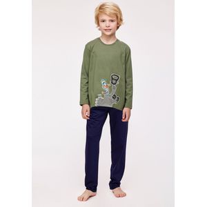 Woody pyjama jongens - kalkoen - kakigroen - 232-10-PLU-S/753 - maat 164