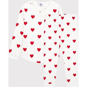 Petit Bateau Kinderpyjama van ribtricot met hartjesprint Meisjes Pyjamaset - Maat 92/98