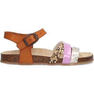 Braqeez Saar Spain Meisjes Sandalen - Bruin/Roze/Print/Zilver - Imitatieleer - Gesp
