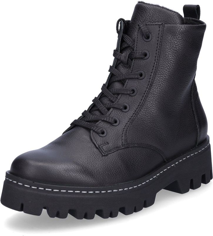 Waldläufer - Enkellaarsjes - Zwart - Nappaleer - Vetersluiting, Ritssluiting