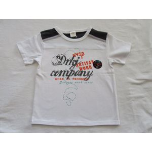 dirkje ,jongens, t-shirt korte mouw , wit , orange ,artisan work , 98 - 3 jaar