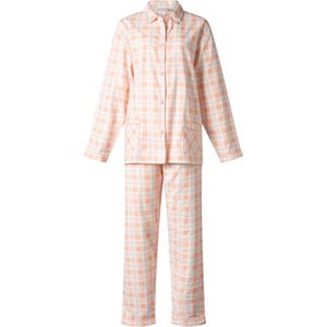 Lunatex dames pyjama flanel | MAAT XL | Ruit | perzik