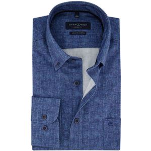 CASA MODA Sport casual fit overhemd - popeline - blauw dessin - Strijkvriendelijk - Boordmaat: 39/40