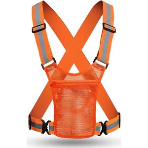 Reflecterend hardloopvest - Verstelbare reflecterende tape Fluorescerend vest Unisex - Geschikt voor hardlopen, fietsen, motorrijden - Verstelbaar maatbereik 34-46 cm -Oranje