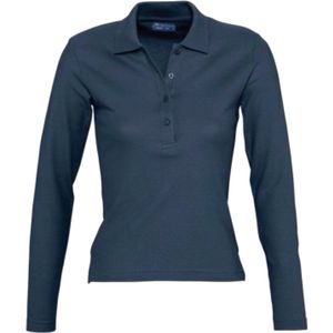SOLS Dames/dames Podium Lange Mouw Pique Katoenen Polo Shirt (Denim)
