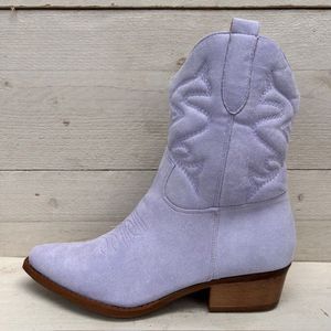 Suèdine cowboylaars met lage hak lila Paars / 36