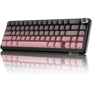 Mechanisch Toetsenbord Met Knop - 60 Procent Gaming Keyboard - Hot Swap RGB Verlichting - BT 2.4G USB-C - Lineaire Schakelaar - Zijkant Bedrukte PBT Toetskap - Blackberry Design