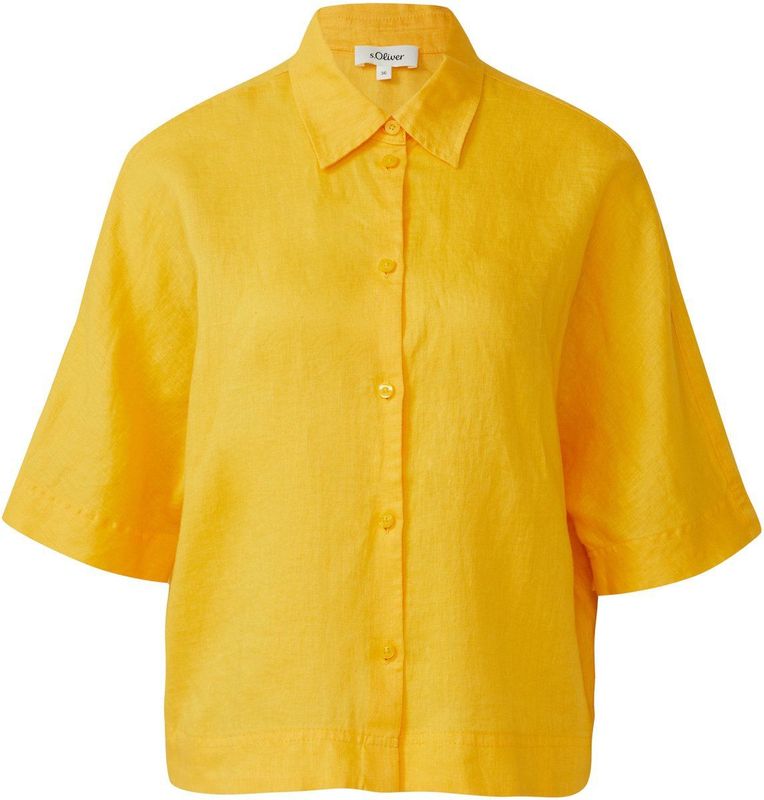 s.Oliver - Blouse - Geel - Klassieke Blouse - Halve Mouw