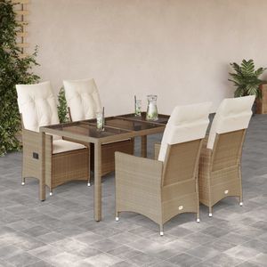 vidaXL 5-delige tuinset poly rattan beige Tuinset - Lounge Set - Buitendecoratie - Patio Furniture - Garden Chairs - Dining Set - Outdoor Living