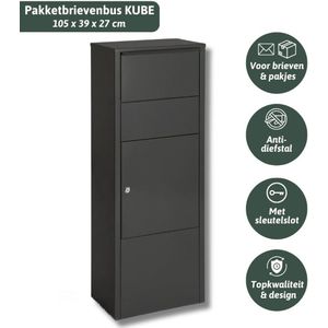Famiflora - KUBE - Pakketbrievenbus - Mat Zwart - 105 x 39 x 27 cm