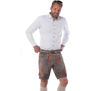 Tannhauser Lederhosen Gaudi Kort 100% Echt Leder Oktoberfest Heren Lederhosen Man Carnavalskleding Heren - Bruin/oranje- Leer- S