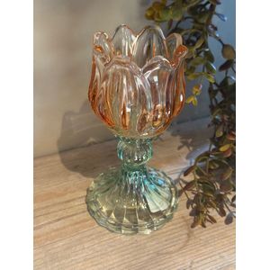 Waxinelichthouder / Theelichthouder glas tulp vorm