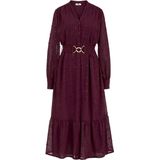 WE Fashion - Jurk - Aubergine - 7/8 Lengte - Getailleerd Model