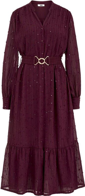 WE Fashion - Jurk - Aubergine - 7/8 Lengte - Getailleerd Model