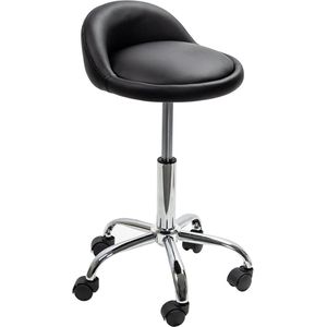 Verstelbaar zwart draaibaar rolling kussen tattoo massage hydraulische salon kruk met rugleuning en 5 wielen Kruk