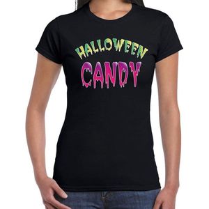 Halloween Halloween candy snoepje verkleed t-shirt zwart voor dames - horror shirt / kleding / kostuum M