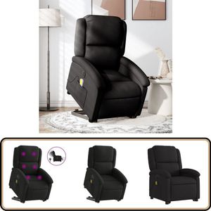 vidaXL Sta-op-massagestoel - Elektrisch verstelbaar - Zwart Elektrische Massagerstoel - Ergonomische Stoel - Sta Op Stoel - Relaxfauteuil - Lounge Stoel