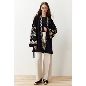 Trendyol Kameel Geweven Geborduurde Cup & Ferace & Kimono Tctss24Kf00018