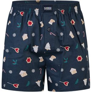 Happy Shorts Wijde Kerst Boxershort Heren X-mas Cookies Blauw - Maat S