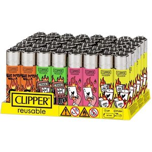 Clipper Aansteker - 48 stuks in display- Aansteker - Vuursteen -Hervulbaar - Design Games on Fire