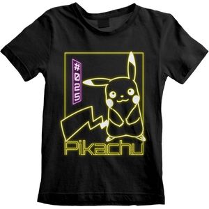 Pokémon Kids - Pikachu Neon Jongens & meisjes T-shirt - zwart - 104
