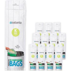 Brabantia PerfectFit Composteerbare Vuilniszakken - 10 l - Code K - 12 rollen x 10 stuks