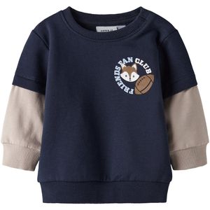NAME IT Sweatshirt 'NBMSUMO'  donkerbeige / navy / pastelblauw / wit