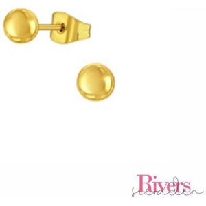 4mm oorbellen bolletjes - goudkleurig - roestvrij staal - Rivers-sieraden - stainless steel - studs - oorbellen studs