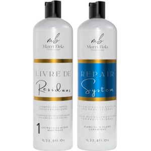 Braziliaanse Keratine Behandelingskit Marri Bela Reina Professional Shampoo Residuos en Hair Repair System Masker 2x1L 33.8 fl.Oz