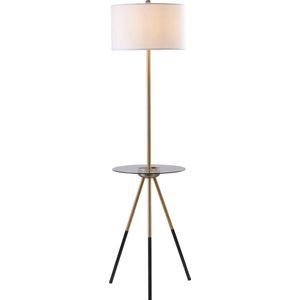 Teamson Home Vloerlamp leeslamp driepoot staand licht wit met usb-poort en glazen tafel VN-L00068-EU