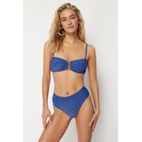 Trendyol Roze Strapless, Geaccentueerde, Glinsterende Braziliaanse Bikiniset Tbess24Bt00054