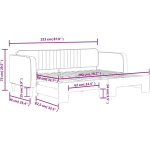 vidaXL Slaapbank met onderschuifbed - Blauw Slaapbank - Sofa Bed - Tweepersoonsbed - Fluweelsofa - Modereme Meubilair