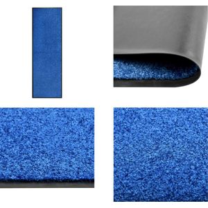 vidaXL Deurmat wasbaar 60x180 cm blauw - Mat - Matten - Deurmat - Deurmatten