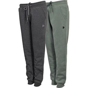 2-Pack Donnay - Joggingbroek met elastiek (Carolyn) - Sportbroek - Dames - Charcoal-marl/Jungle green (597) - maat L