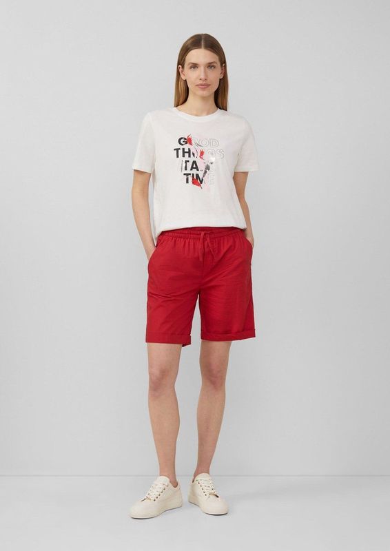 s.Oliver - Harembroek - Donkerrood - Katoen en Lyocell - Loosefit - Mid Waist