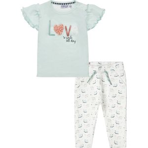 Dirkje - Kledingset - 2delig - Broek Offwhite - Shirt Mint - Maat 98